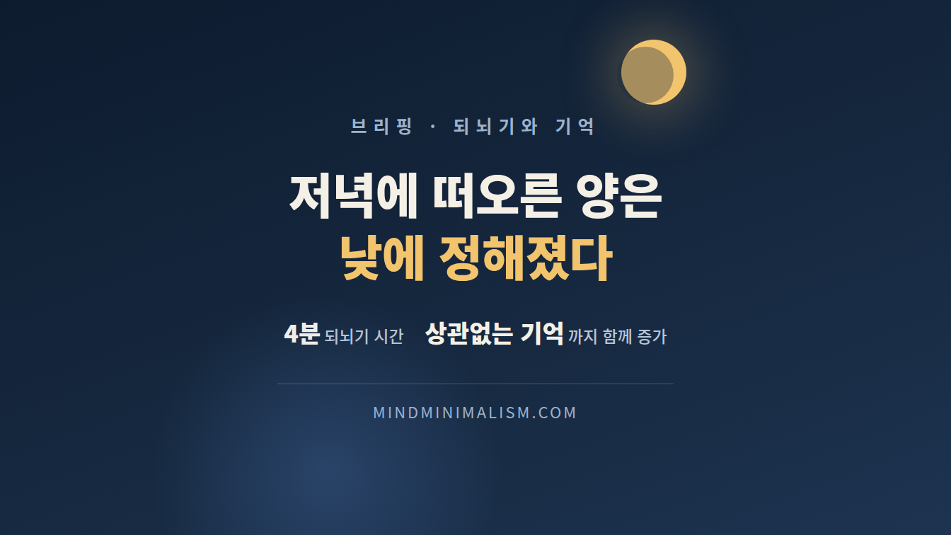 떠오르는 생각이 저녁에 몰리는 것은 낮에 되뇐 탓이다 썸네일