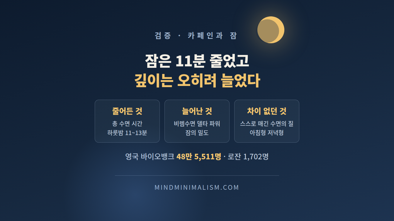 카페인 수면 48만 명 분석, 시간은 줄고 깊이는 늘었다 썸네일